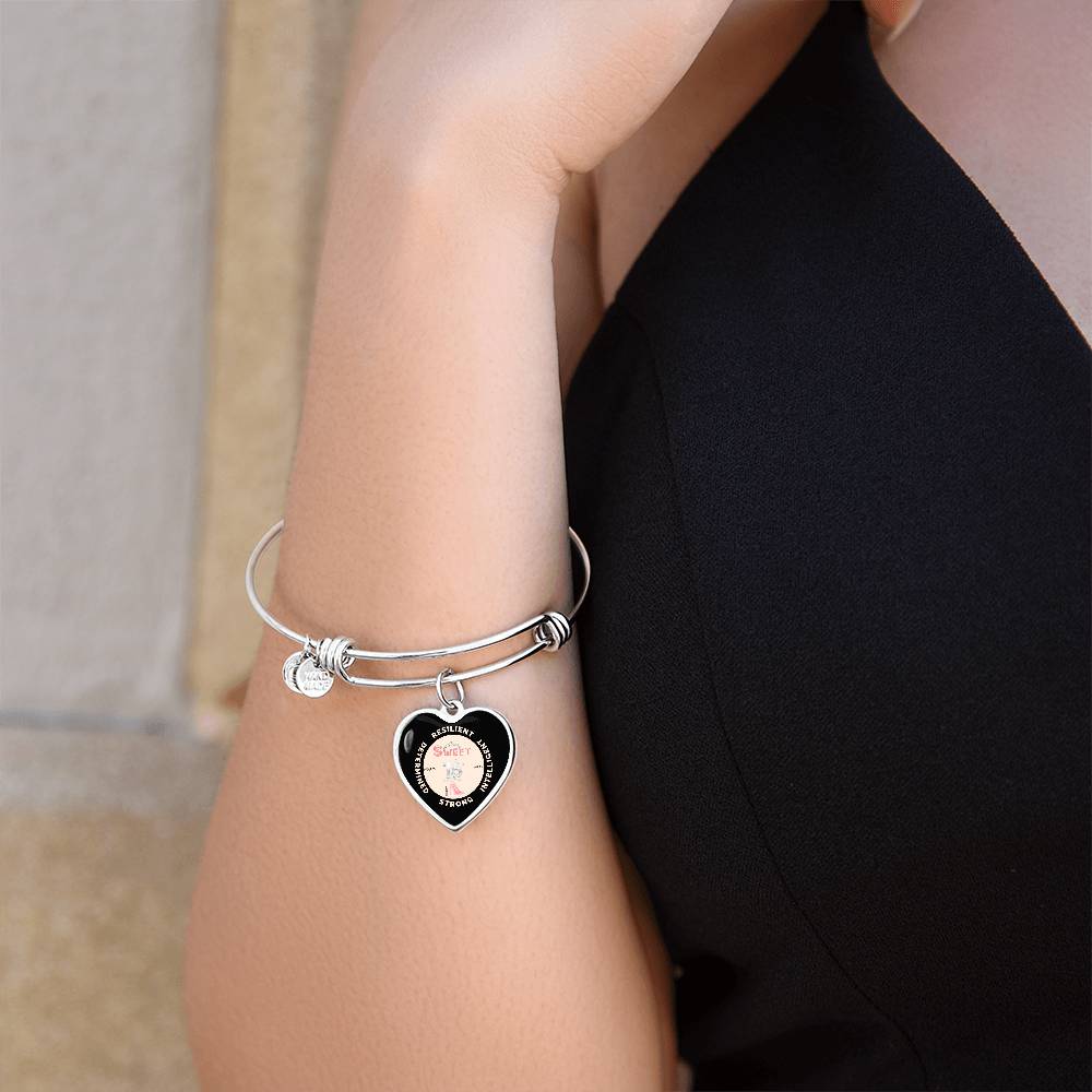 Sweet 16 Heart Bangle - Pink Heels