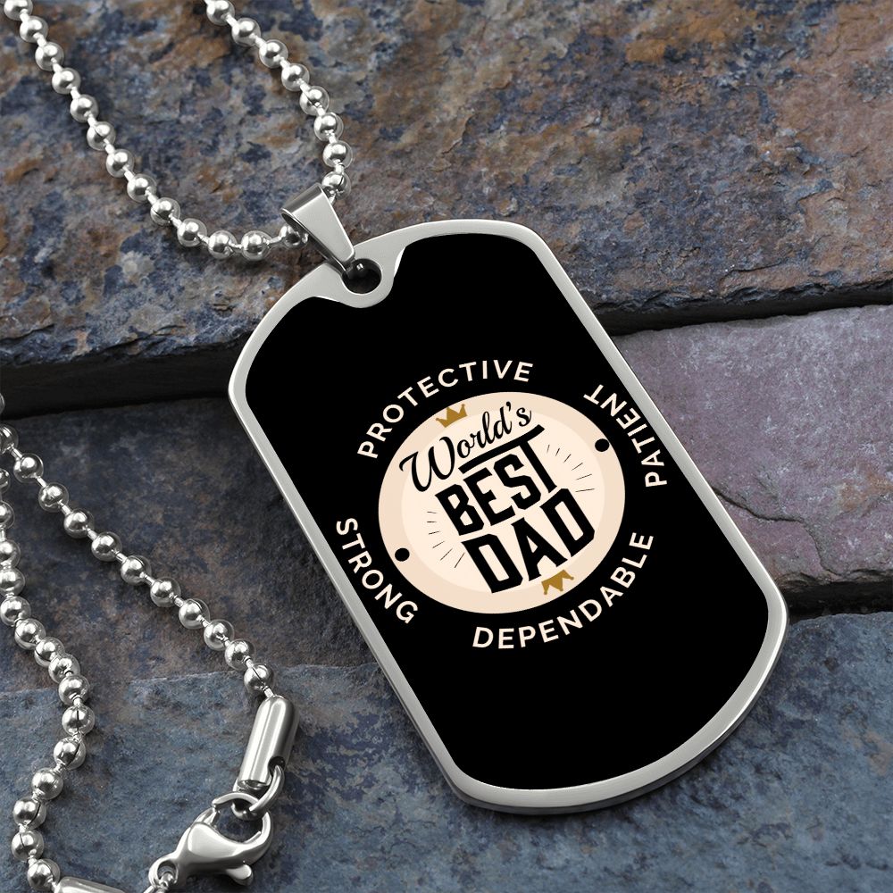 Luxury Military Chain Dog Tag -World's Best Dad Crown