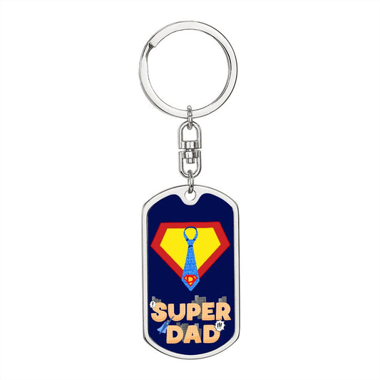 Graphic Dog Tag Keychain - Super Dad