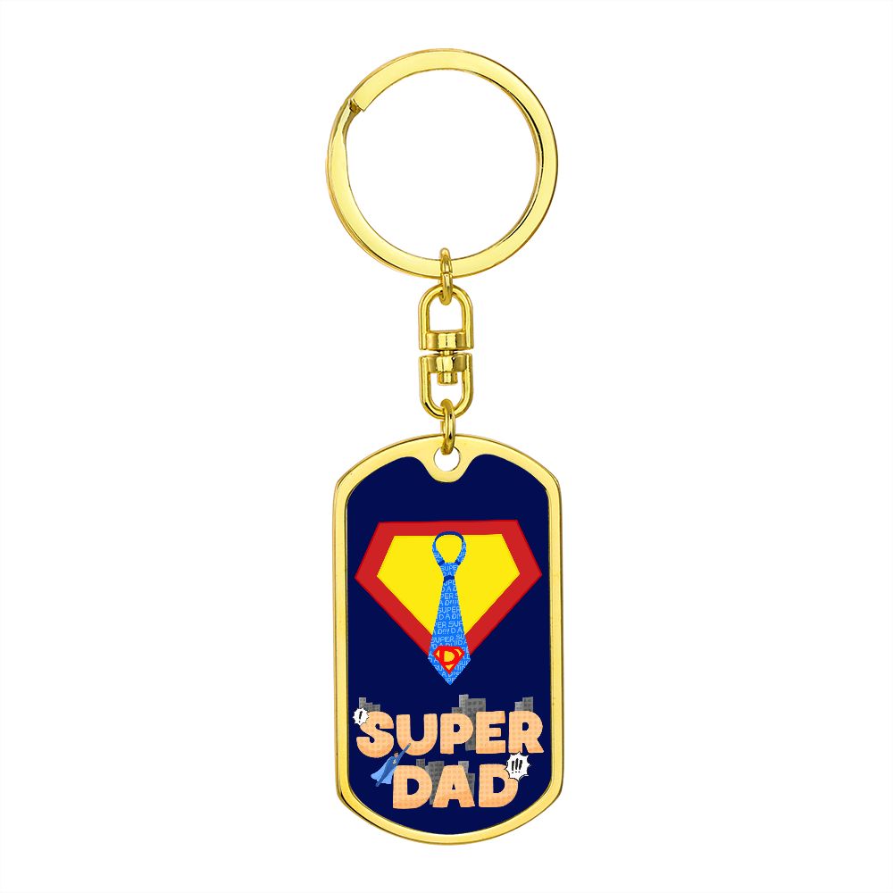Graphic Dog Tag Keychain - Super Dad