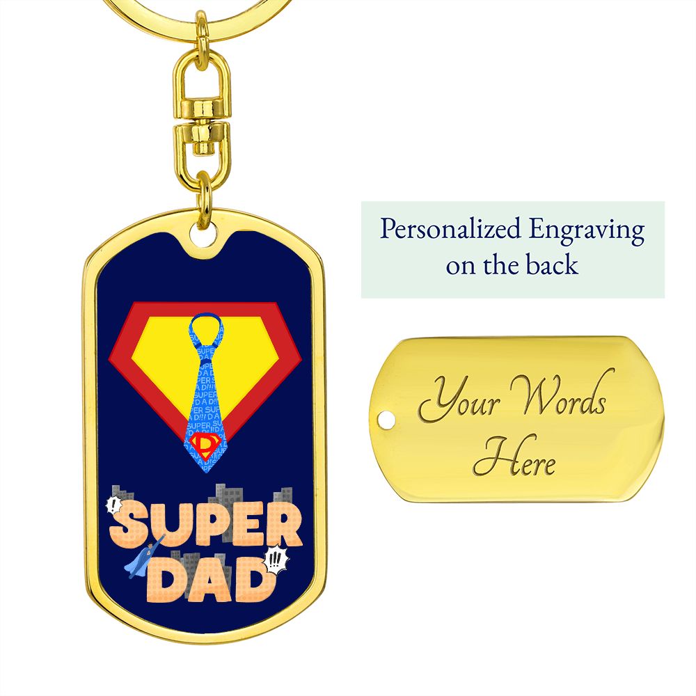 Graphic Dog Tag Keychain - Super Dad