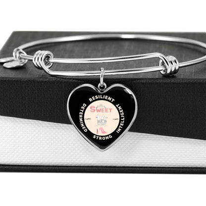 Sweet 16 Heart Bangle - Pink Heels