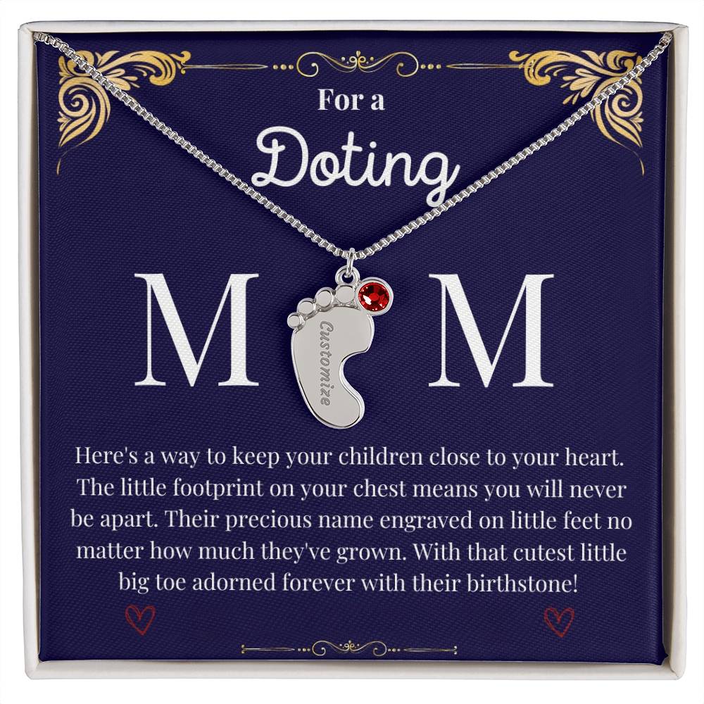 Doting Mom- Baby Foot Necklace with Birthstone