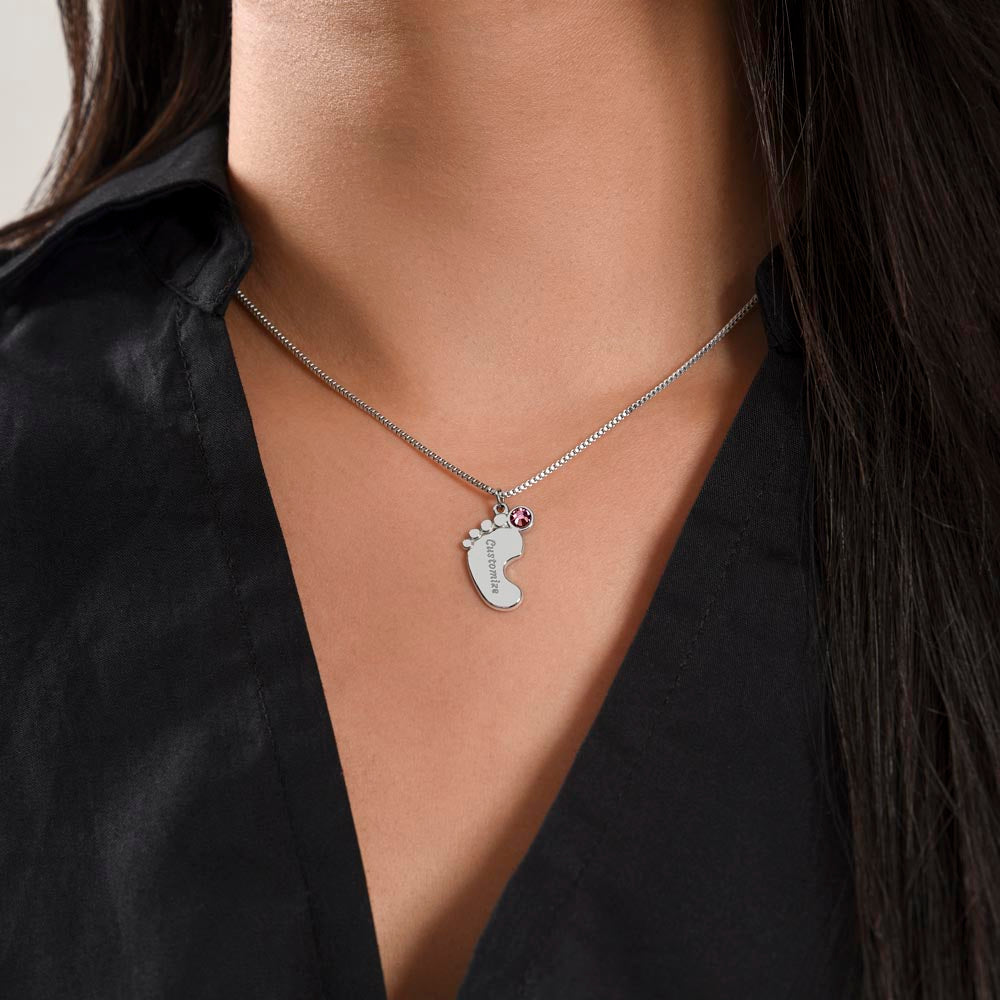Baby feet necklace with birthstone deals