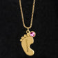 Engraved Baby Feet with Birthstone Necklace - Devoted Grandmother
