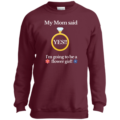 yes mom flower girl black Youth Crewneck Sweatshirt