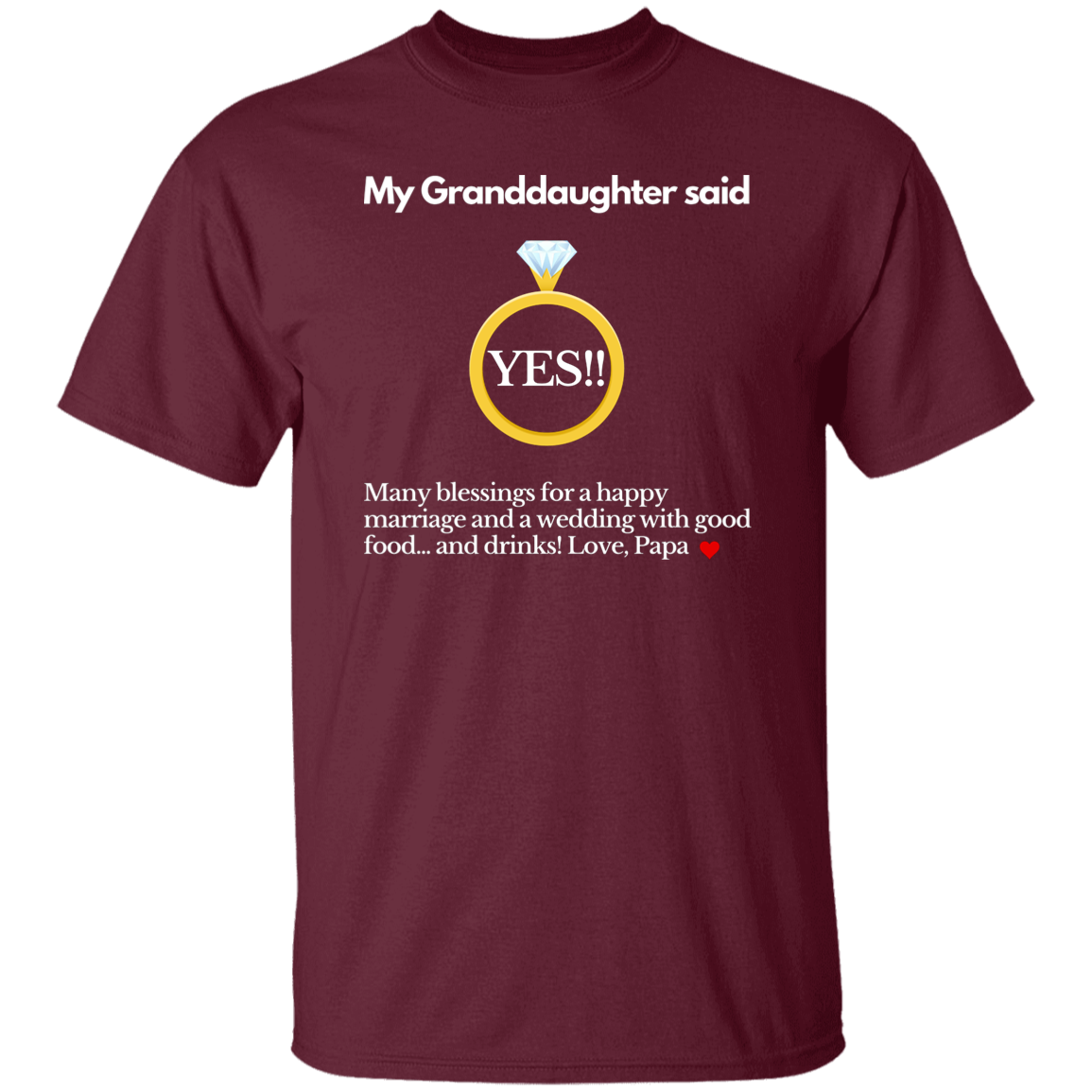 yes granddaughter papa black T-Shirt