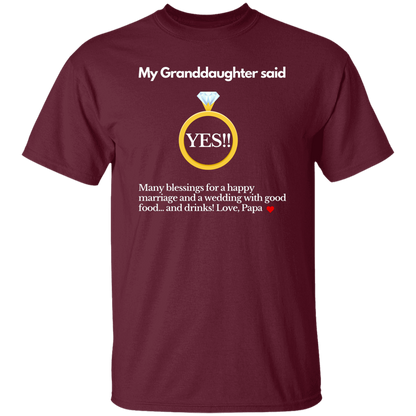 yes granddaughter papa black T-Shirt