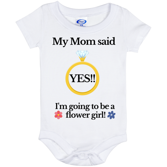 yes mom flower girl white Baby Onesie 6 Month