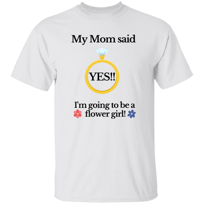 yes mom flower girl white Youth Black Font 100% Cotton T-Shirt