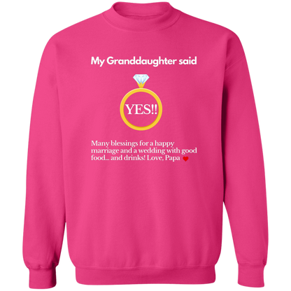yes granddaughter papa black G180 Crewneck Pullover Sweatshirt