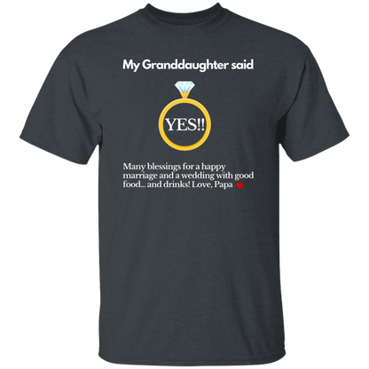 yes granddaughter papa black T-Shirt