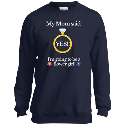 yes mom flower girl black Youth Crewneck Sweatshirt