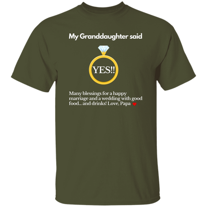 yes granddaughter papa black T-Shirt