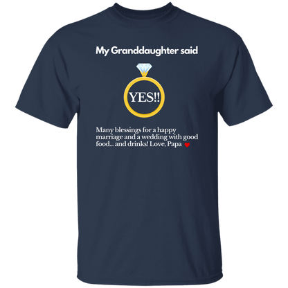 yes granddaughter papa black T-Shirt