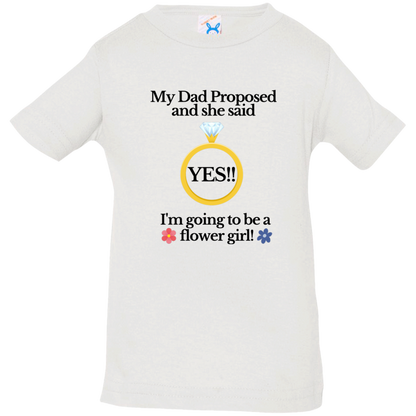 yes dad flower girl white Black Font Infant Jersey T-Shirt
