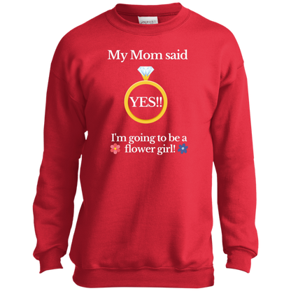 yes mom flower girl black Youth Crewneck Sweatshirt