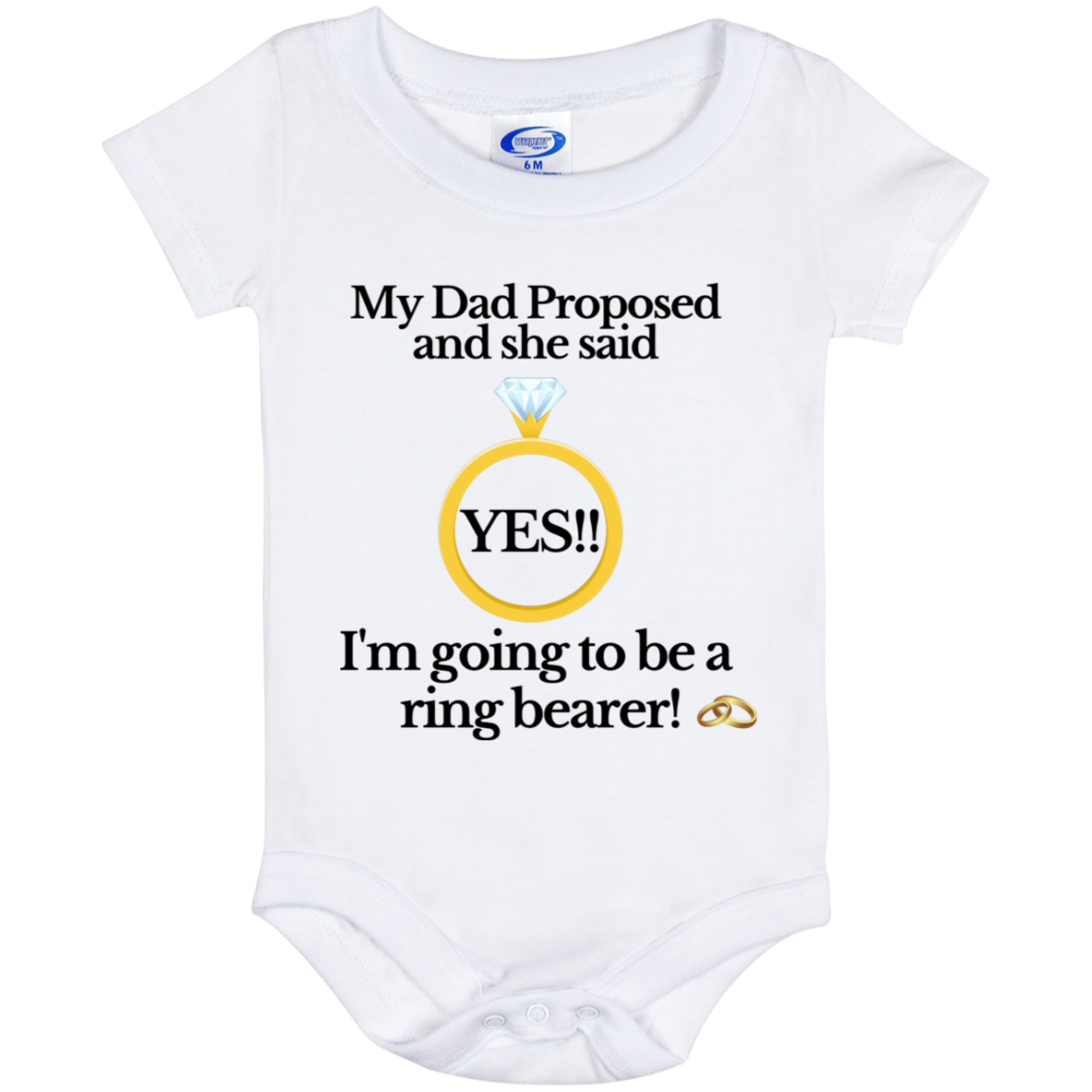 yes dad ring bearer white Baby Onesie 6 Month