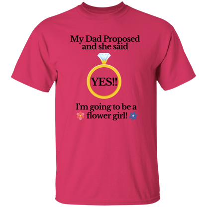 yes dad flower girl white Youth Black Font 100% Cotton T-Shirt