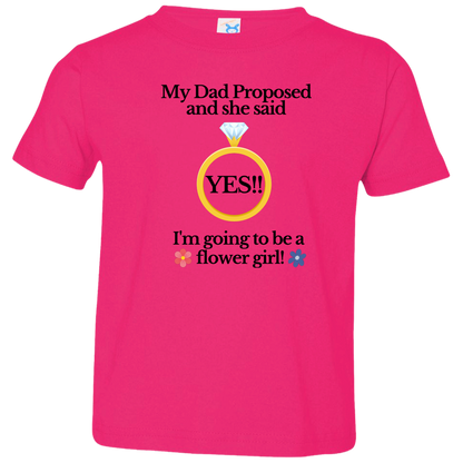 yes dad flower girl white Black Font Toddler Jersey T-Shirt