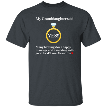 yes granddaughter grandma black T-Shirt