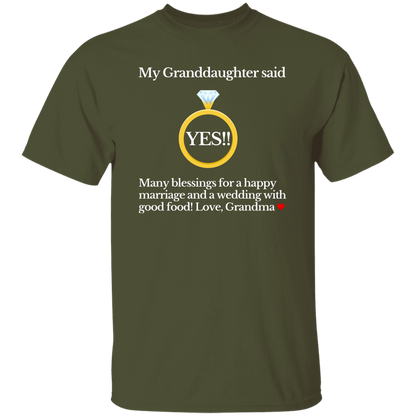 yes granddaughter grandma black T-Shirt