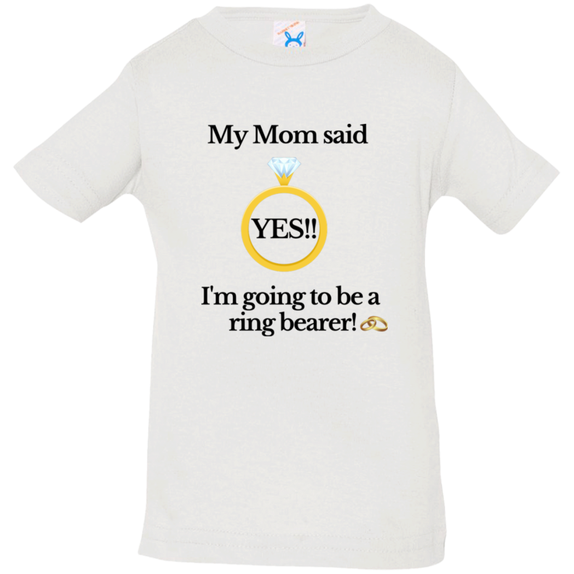 yes mom ring bearer white Black Font Infant Jersey T-Shirt