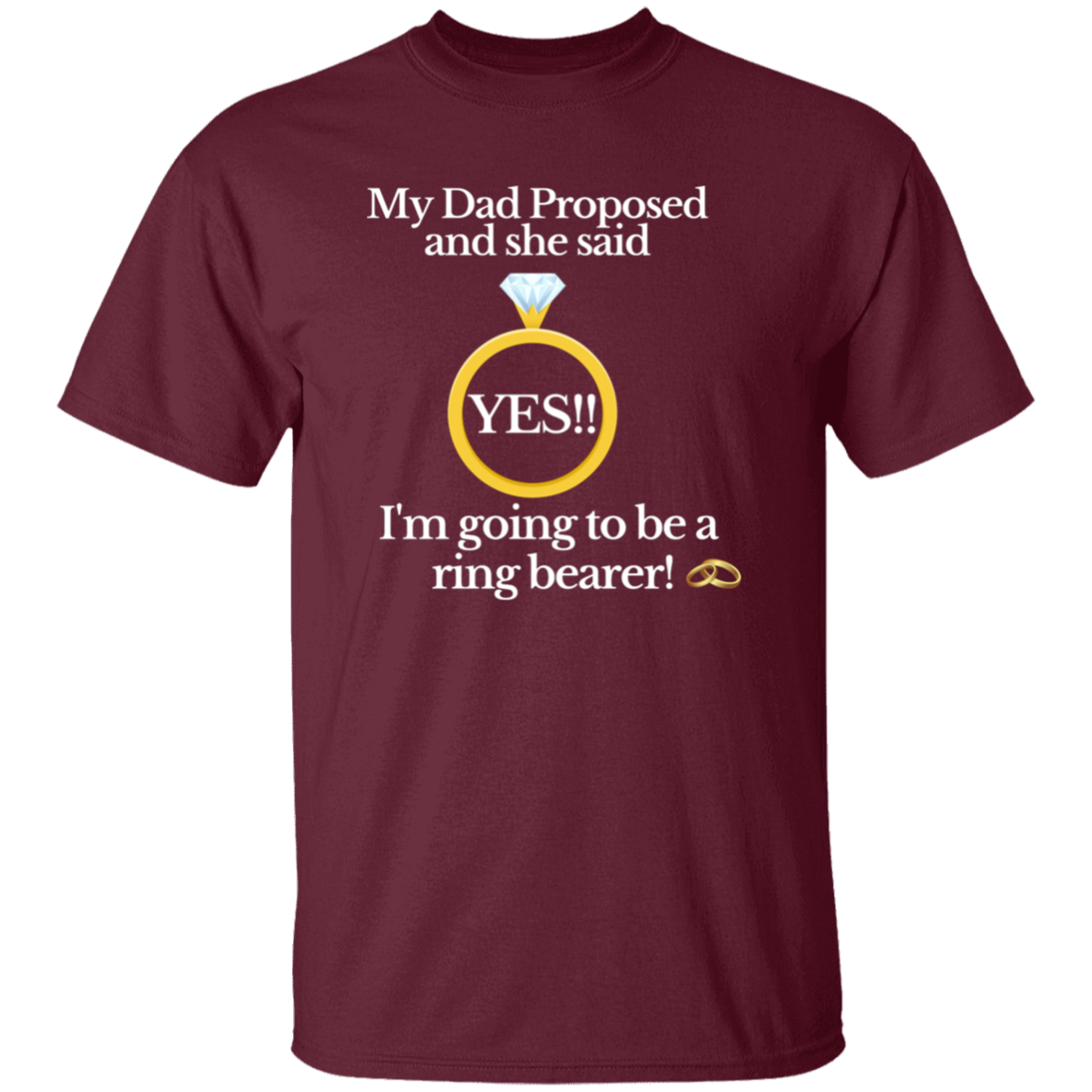 yes dad ring bearer black Youth 100% Cotton T-Shirt