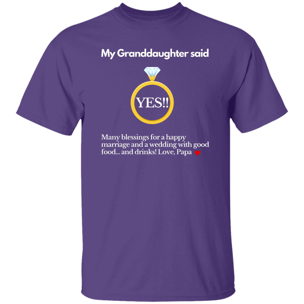 yes granddaughter papa black T-Shirt