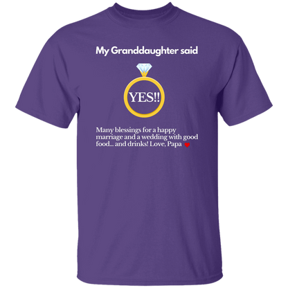 yes granddaughter papa black T-Shirt