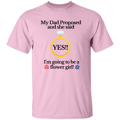 yes dad flower girl white Youth Black Font 100% Cotton T-Shirt