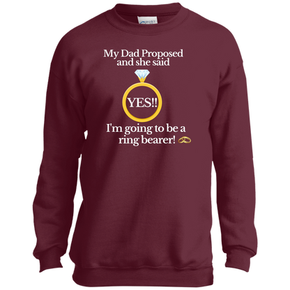 yes dad ring bearer black Youth Crewneck Sweatshirt