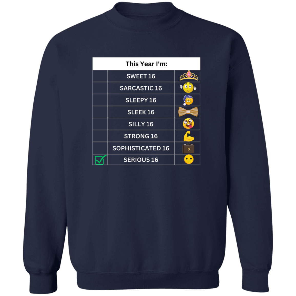 Sixteen Chart Serious Pullover Sweatshirt