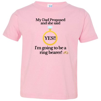 yes dad ring bearer white Black Font Toddler Jersey T-Shirt