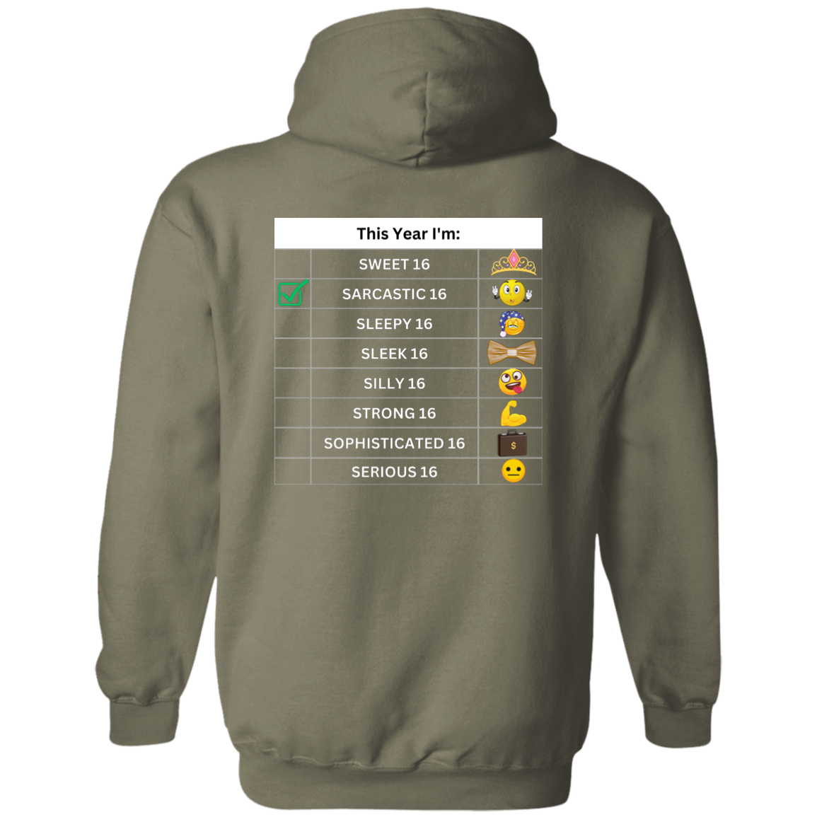 Sixteen Chart Sarcastic Hoodie