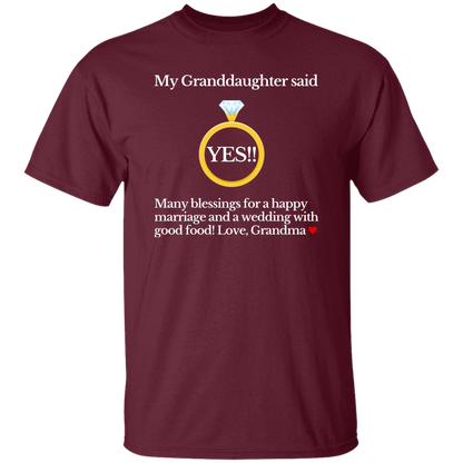 yes granddaughter grandma black T-Shirt