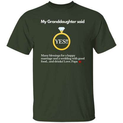 yes granddaughter papa black T-Shirt