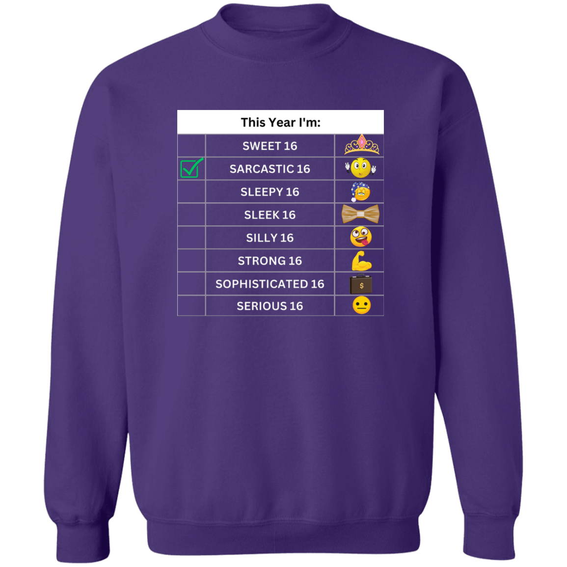 Sixteen Chart Sarcastic Pullover Sweatshirt