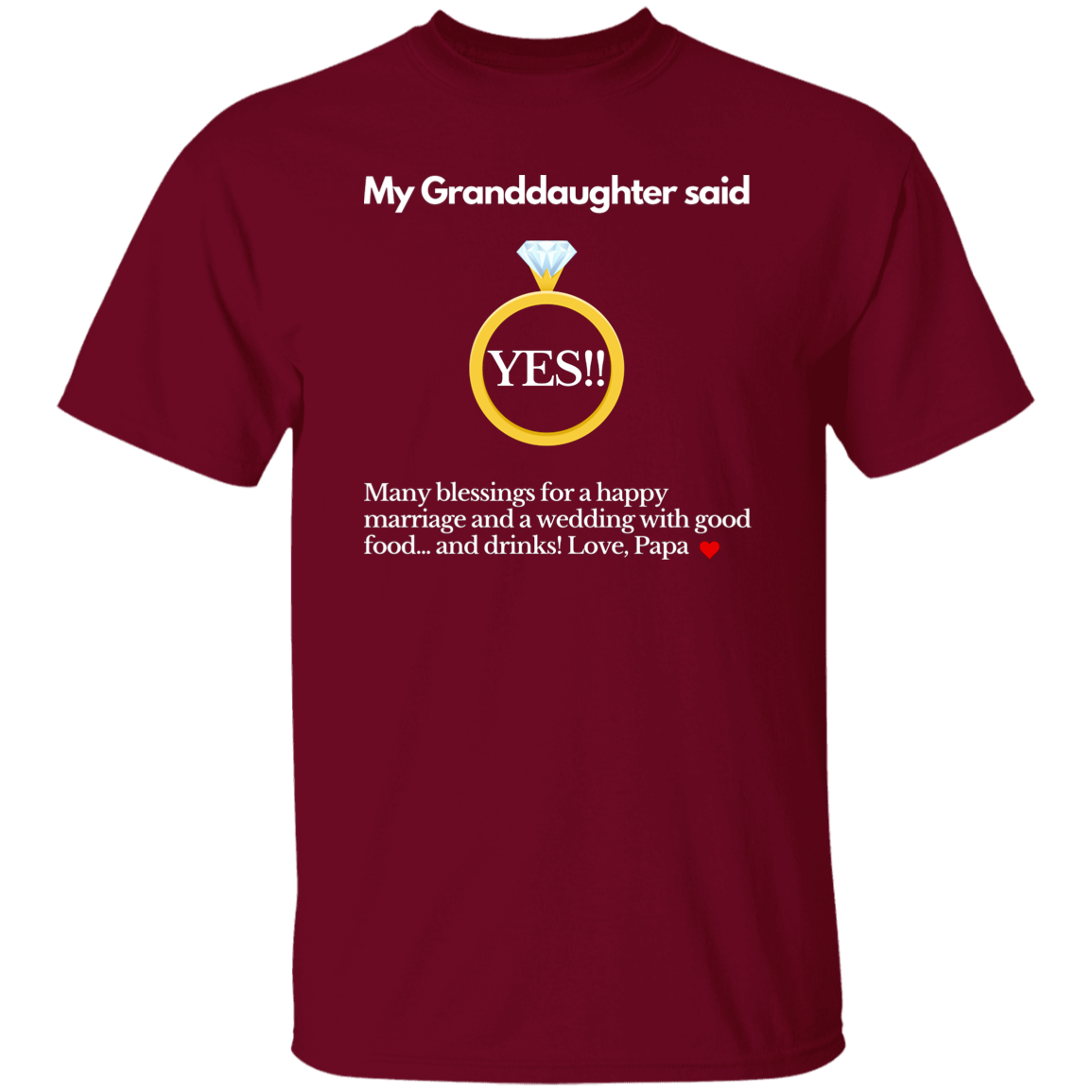 yes granddaughter papa black T-Shirt