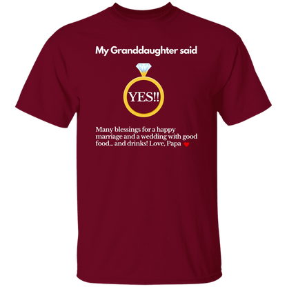 yes granddaughter papa black T-Shirt
