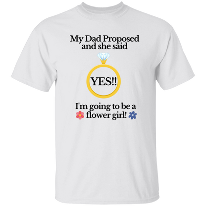 yes dad flower girl white Youth Black Font 100% Cotton T-Shirt
