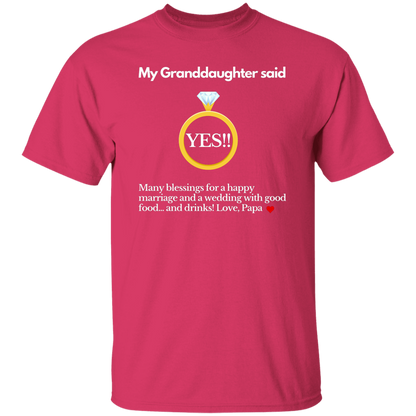 yes granddaughter papa black T-Shirt
