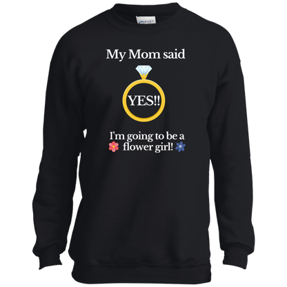 yes mom flower girl black Youth Crewneck Sweatshirt