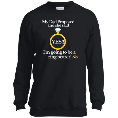 yes dad ring bearer black Youth Crewneck Sweatshirt