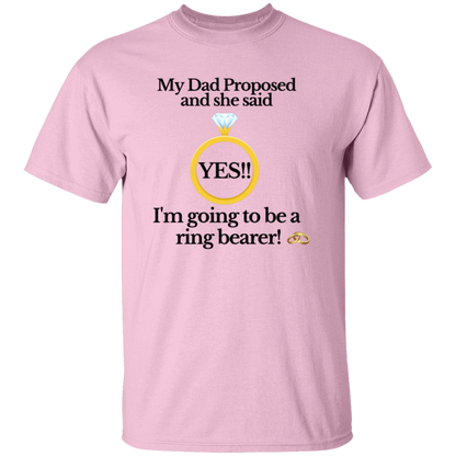 yes dad ring bearer white Youth Black Font 100% Cotton T-Shirt