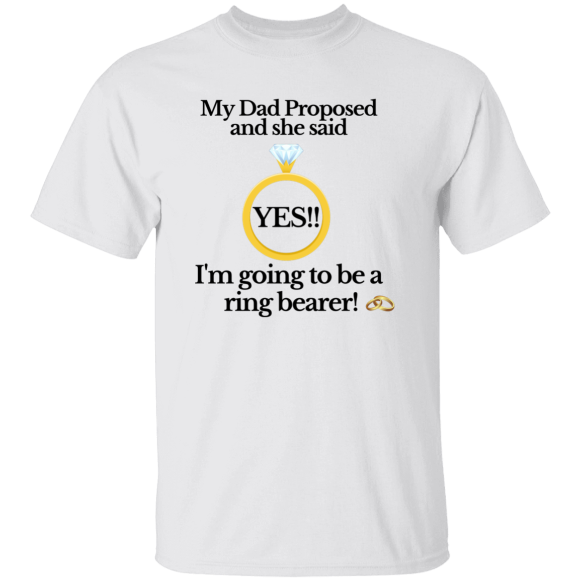 yes dad ring bearer white Youth Black Font 100% Cotton T-Shirt