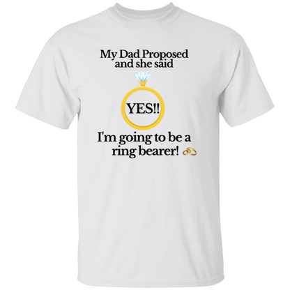 yes dad ring bearer white Youth Black Font 100% Cotton T-Shirt