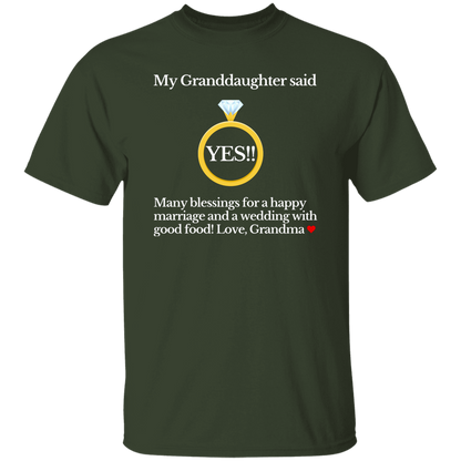 yes granddaughter grandma black T-Shirt