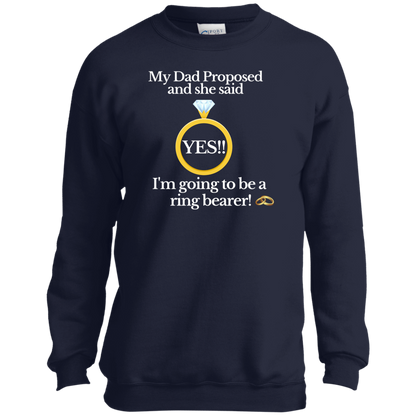 yes dad ring bearer black Youth Crewneck Sweatshirt