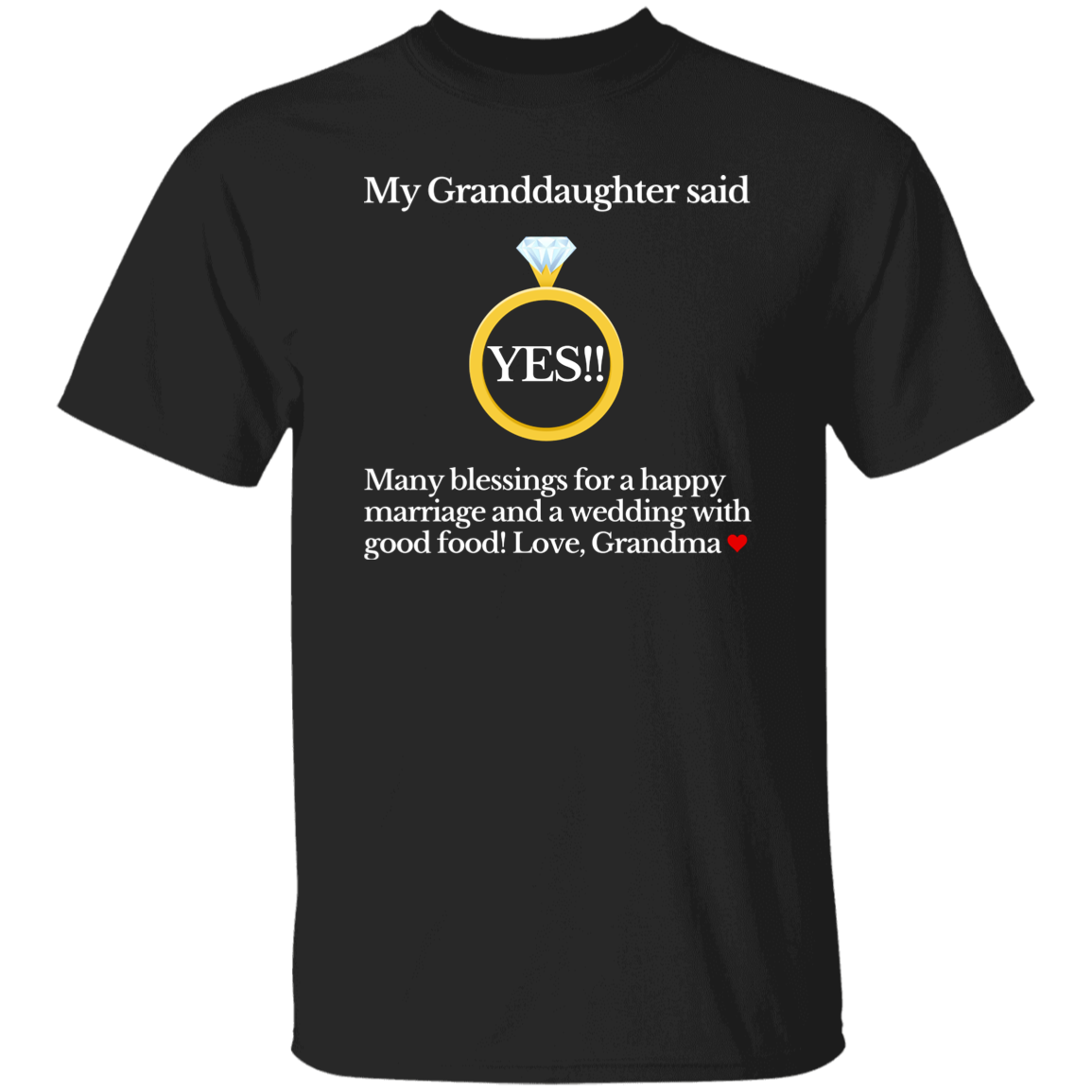 My granddaughter said YES. Many blessings for a happy marriage and a wedding with good food! love, grandma
